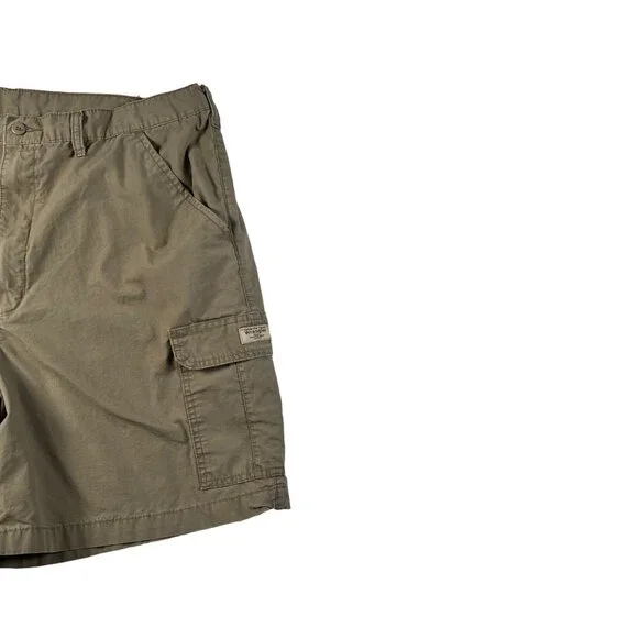 WRANGLER Shorts Men's Flat Front Slash Pocket 100% Cotton Cargos Brown 42rsr6 - Picture 5 of 14